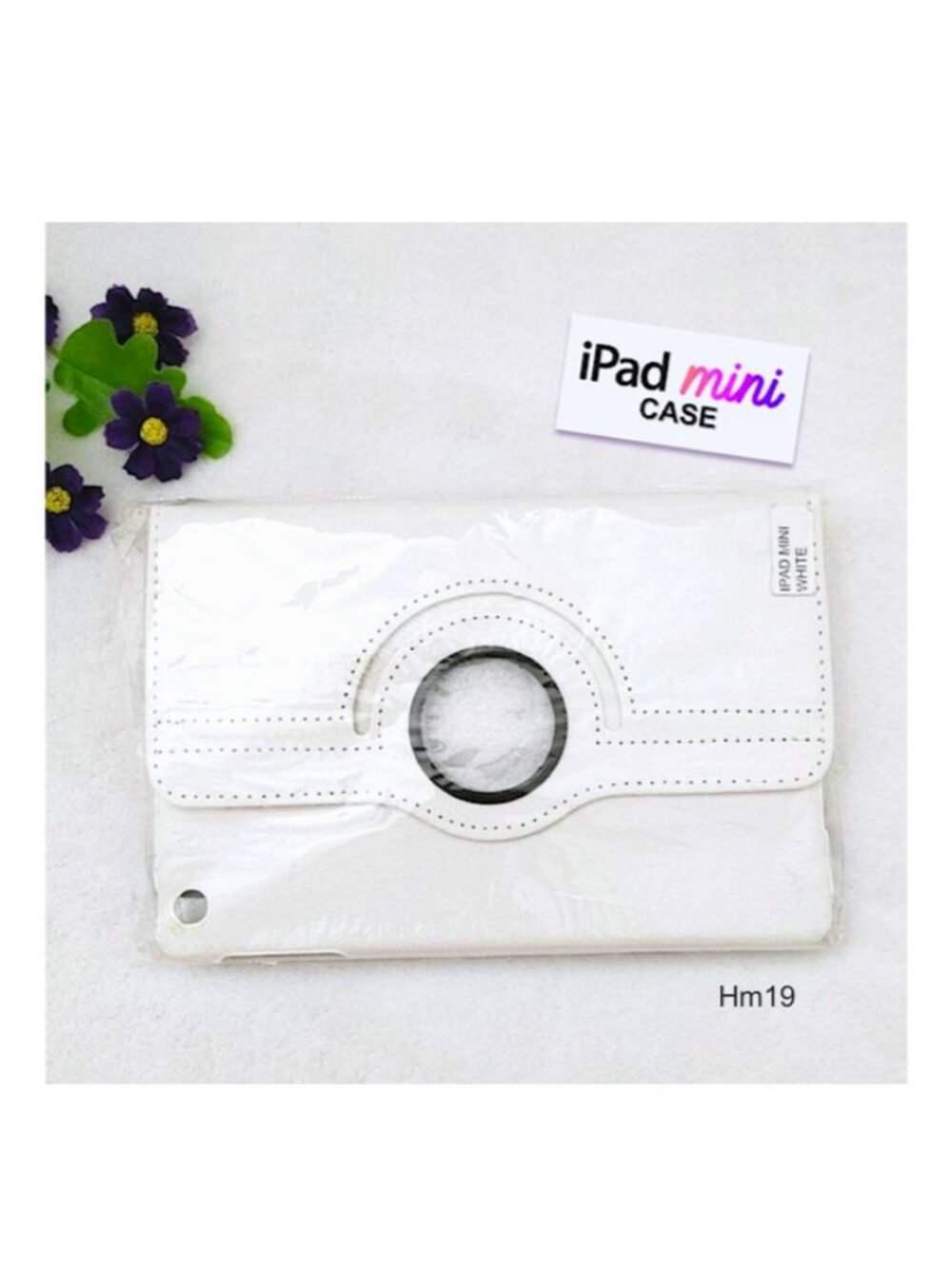 iPad Mini Case Cover White Faux Leather 360° Rotating Stand Anti-slip 7.9”